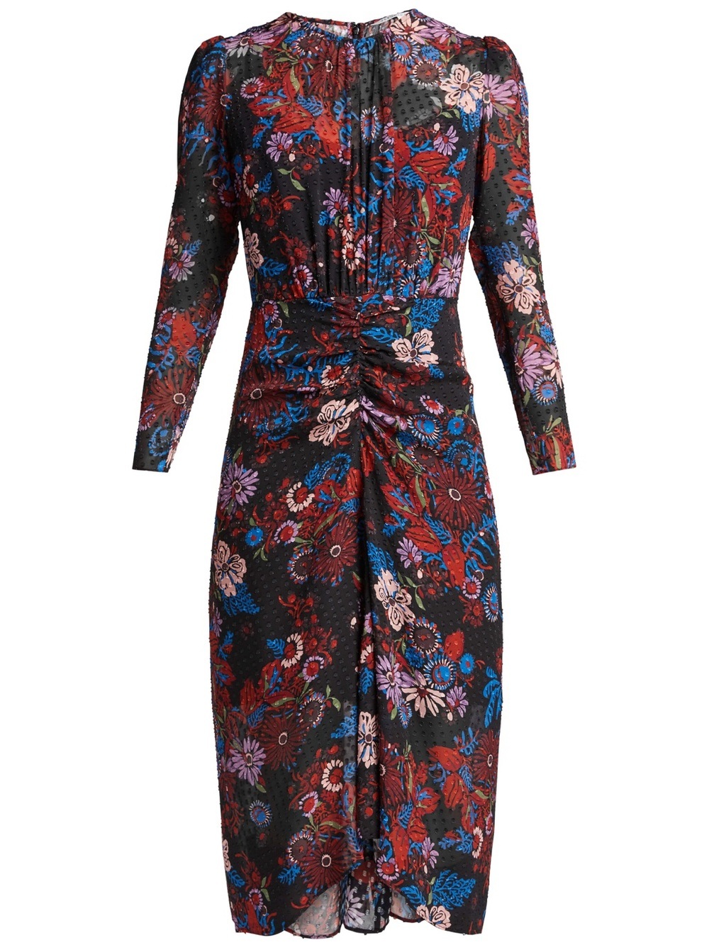 VERONICA BEARD Raylee Ruched Floral Midi Dress